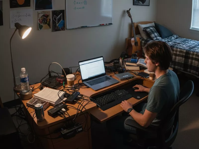 Student working at desk shows how to hire a class taker without getting caught online.